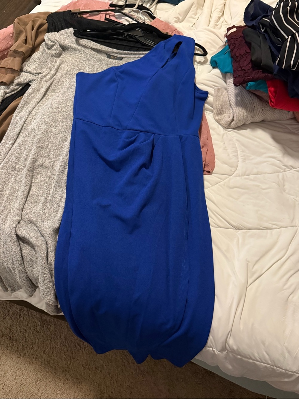 Women's One-Shoulder Blue Dress